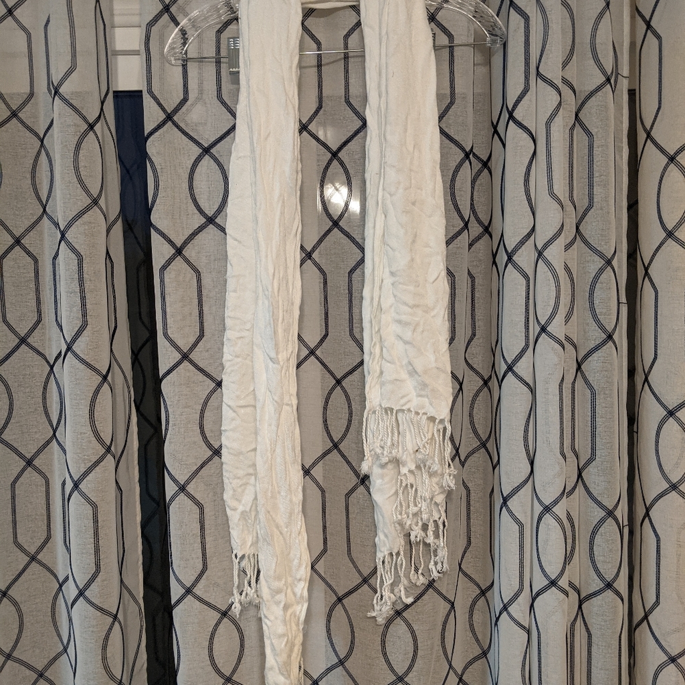 White scarf with fringe